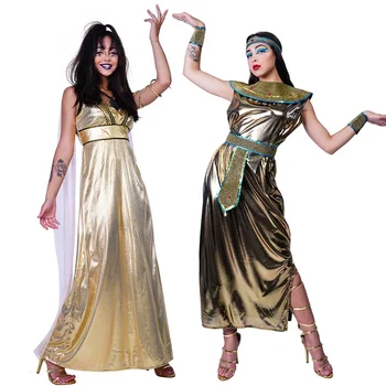 Glitte Srednjeveški Egipt Princesa Kostume Stari Egipčanski Faraon Cosplay Maškarada Halloween Odrasle Ženske Kleopatra Royal Fancy