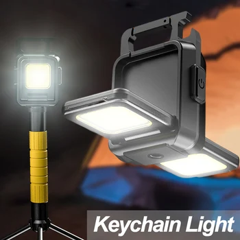 Mini Žep LED Svetilka USB Polnilne Keychain Svetilke Večnamensko COB Delo Svetlobe, Prostem Kampiranje Ribolov Baklo