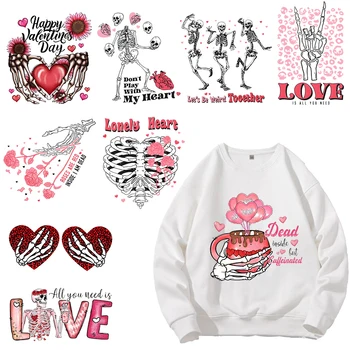 Roza ljubezen srce Punk DTF Prenos Toplote Železa Na Obliži DIY Žensk barva hoodie dekorativni Cvet tiskanja pismo nalepka
