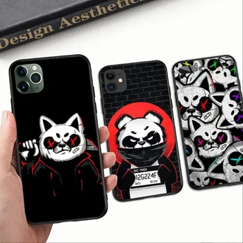 Slabo Panda Anime Primeru Telefon Za iPhone15 14 13 12 11 XS X 8 7 6 Plus Mini Pro Max SE 2022 Mehko Črno Telefon Kritje